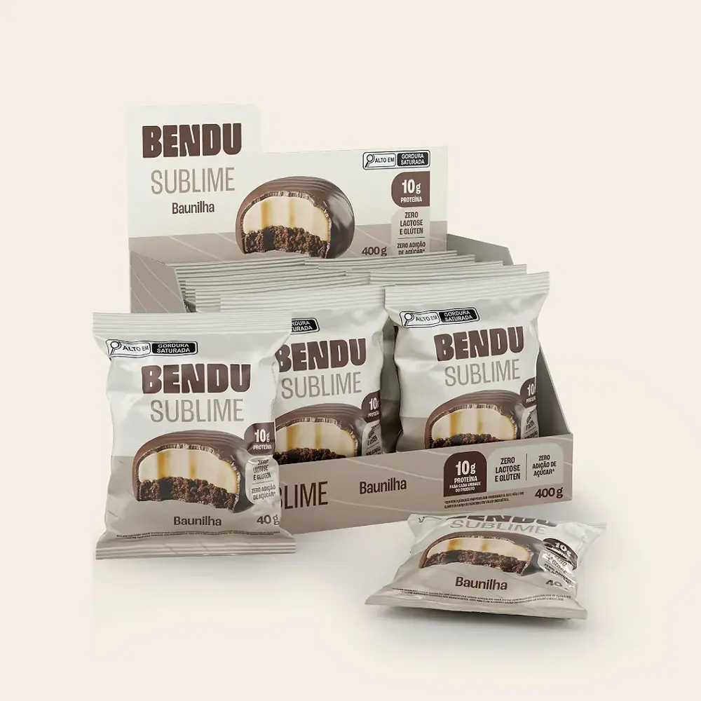 Sublime Alfajor proteico - Caixa com 10und de 40g cada (R$7,69 a unidade) - Bendu