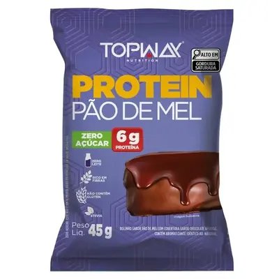 Protein pão de mel - Cx com 10und de 45g cada (R$8,60 a unidade) - TOPWAY