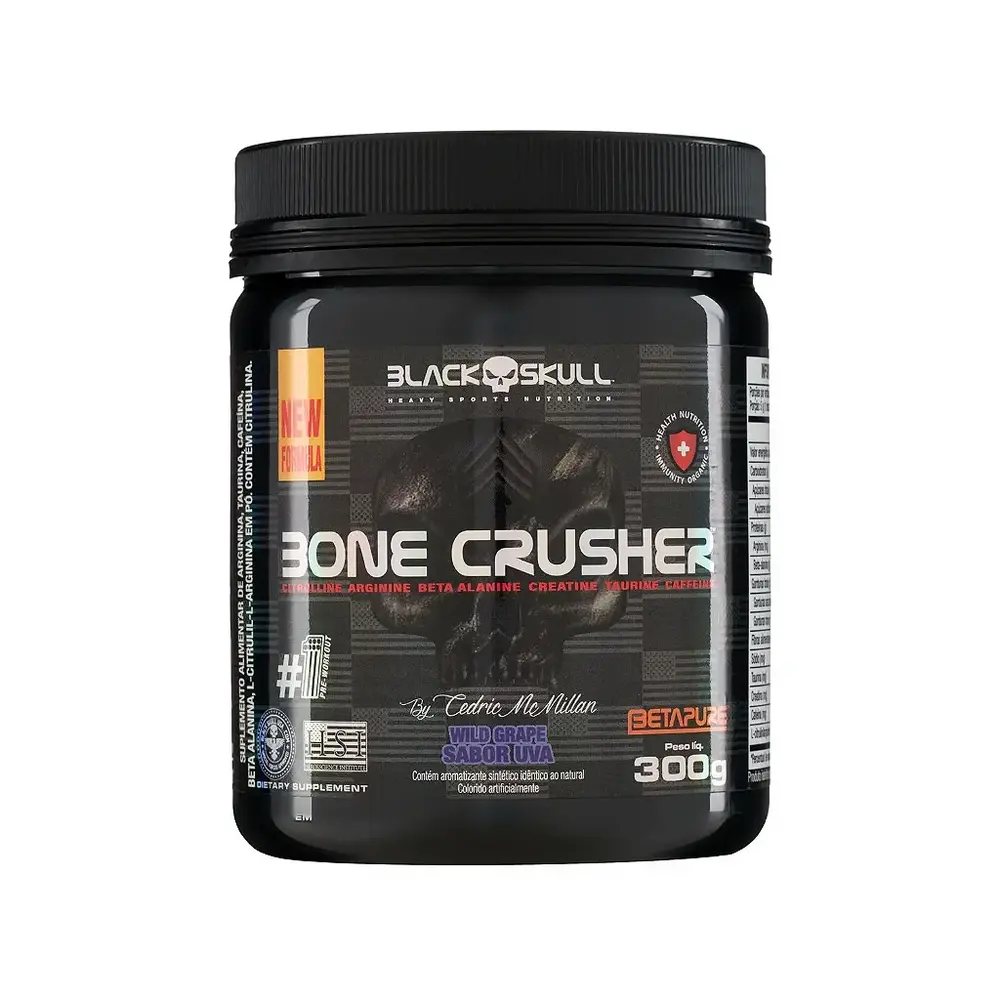 Pré treino Bone Crusher - 300g - (com cafeína) - Black skull